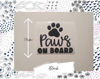 Pegatina de vinilo Paws On Board: calcomanía para coche para amantes de los perros