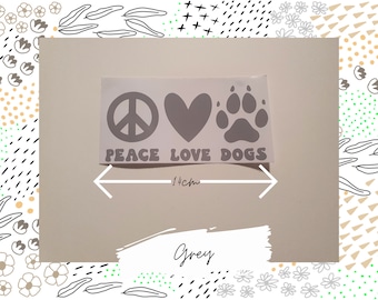 Pegatina "Paz y amor con los perros" - Calcomanía impermeable para coche, regalo para amantes de los perros