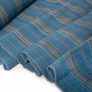 Handgewebter Indigo gestreifter Baumwollstoff | Naturfarbstoffe | Reine Baumwolle | Bio | 100cm breit | 300g/qm | Meterware oder beliebige Länge Custom Order