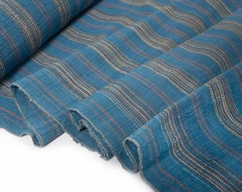 Handwoven Indigo Striped Cotton Fabric | Natural Dyes | Pure Cotton | Organic | 100 cm wide  | 300gsm | Per meter or Any Length Custom Order