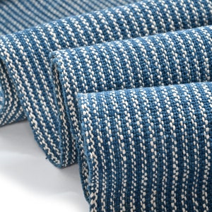 Schwere handgewebte Indigo gestreifte Stoff | Natürliche Färbung | Baumwolle | Handgesponnene | 100cm breit | 400g/qm | Meterware oder Sonderanfertigung