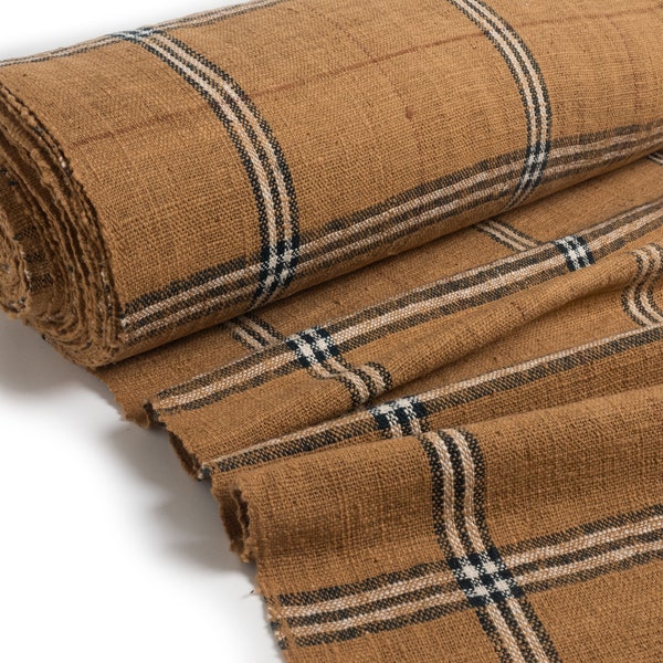 Handwoven Hand Spun Naturally Brown Cotton Fabric | Natural Dyes | Pure Cotton | Organic | 100 cm wide | Per Meter Yard