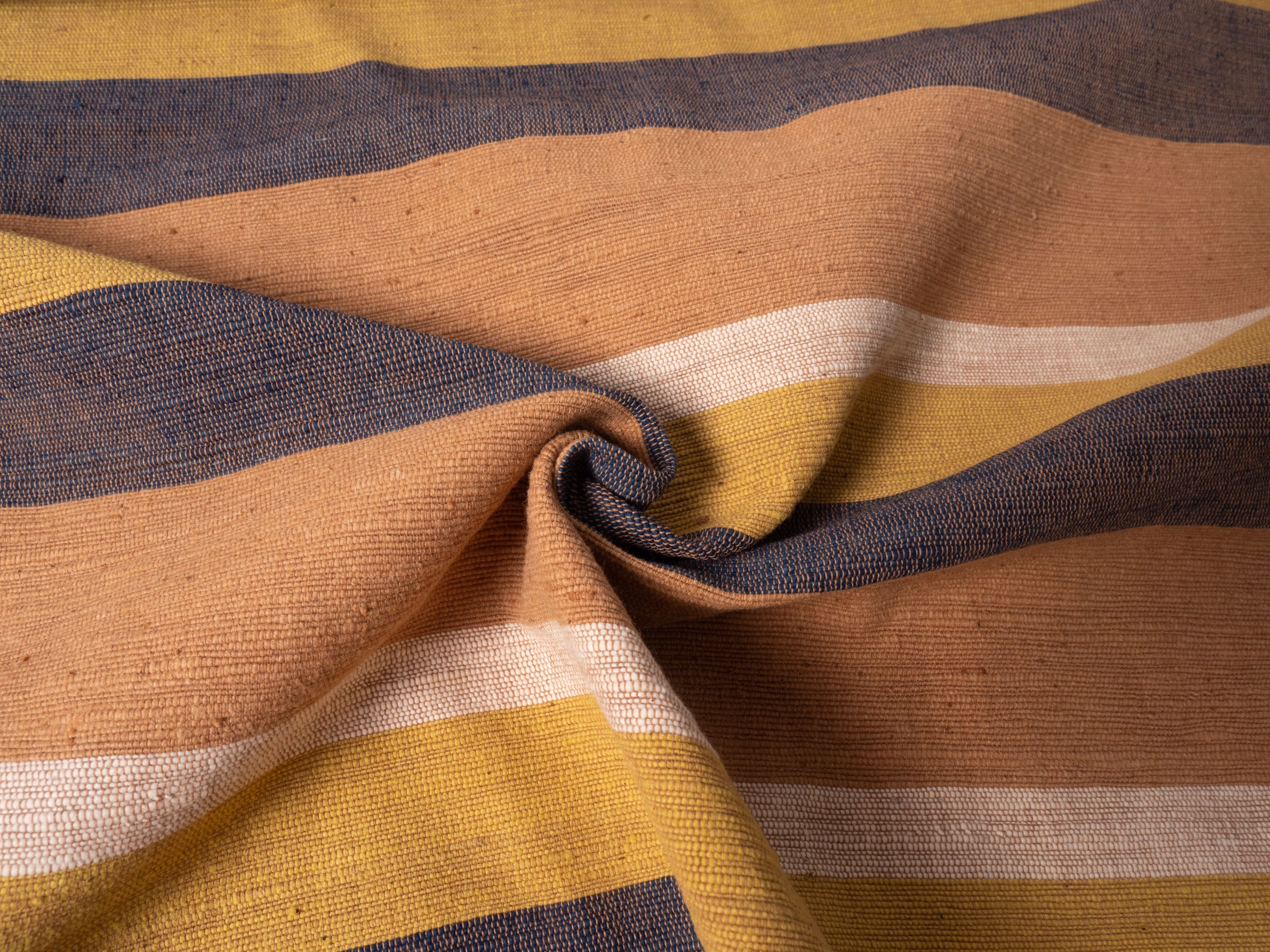 Handwoven Brown Striped Cotton Fabric Hand Spun Natural Etsy