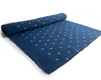 Handwoven Indigo Ikat Cotton Fabric | Indigo | Natural Dyes | Pure Cotton | Organic | 100 cm wide | Per Meter Yard | 300gsm