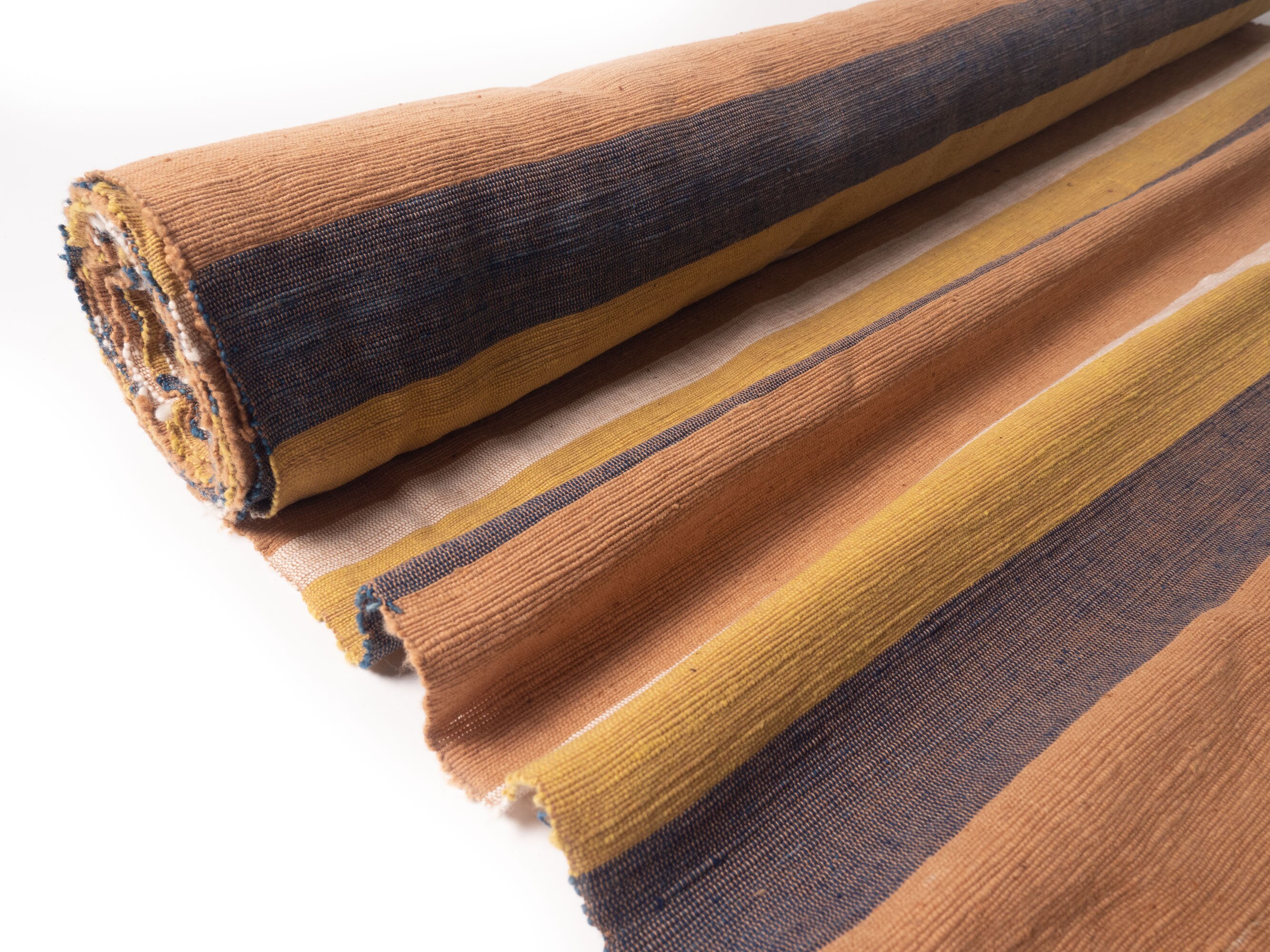 Handwoven Brown Striped Cotton Fabric Hand Spun Natural Etsy