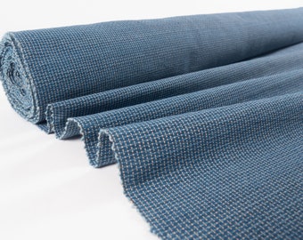 Handwoven Indigo Pattern Weave Fabric | Indigo | Natural Dyes | Pure Cotton | Organic | 100 cm wide | Per meter Yard | 300gsm