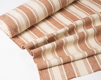 Handwoven Hand Dyed Brown Striped Cotton Fabric | Natural Dyes | Pure Cotton  | 100 cm wide | Per meter or Any Length Custom Order