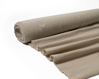Handvävt handfärgat tyg | Brunbeige | Naturliga färger | Ren bomull | 100 cm bred | 250 gsm | Per meter eller valfri längd, specialbeställning
