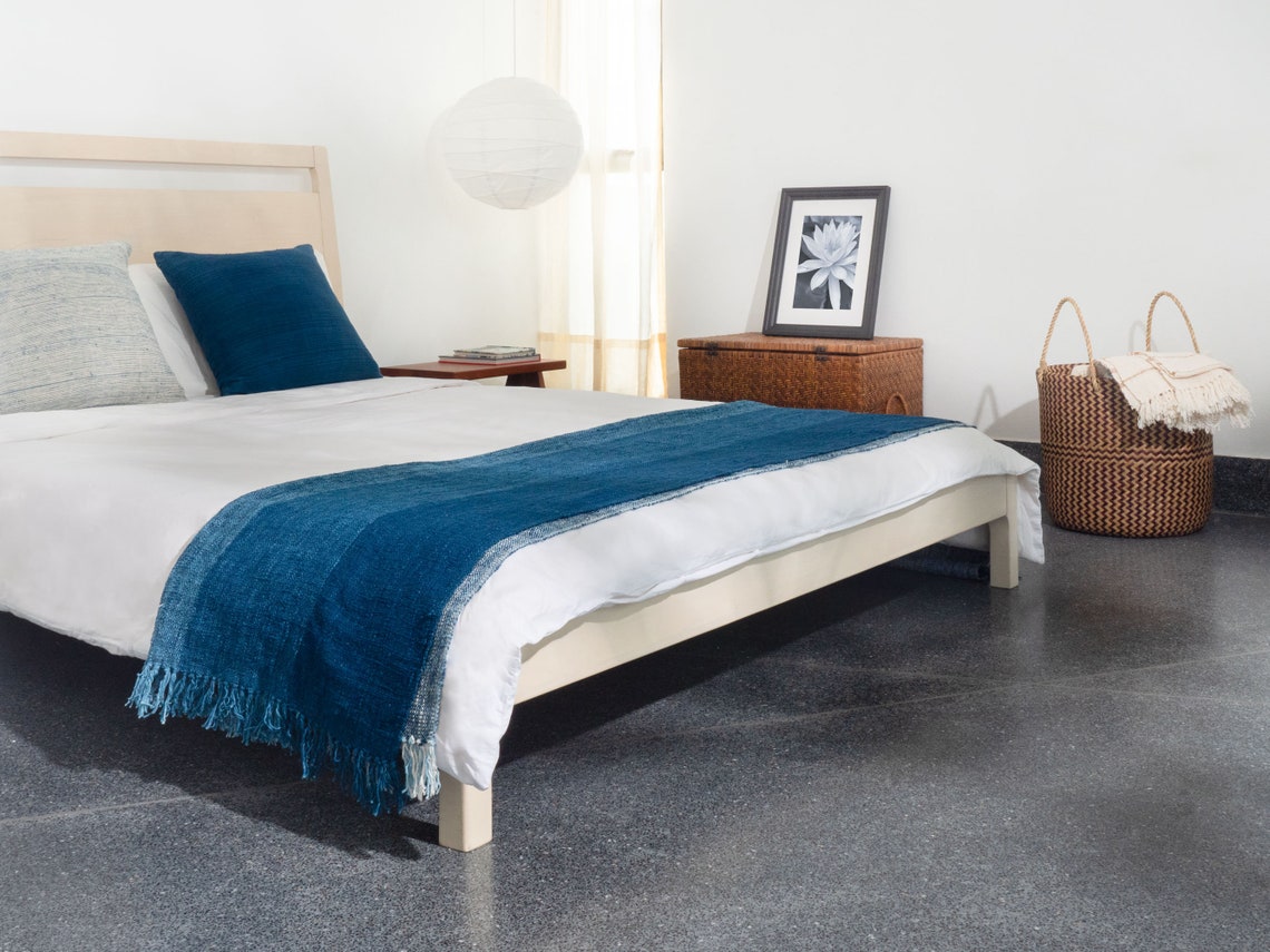 Indigo Handwoven Throw Blanket Pure Cotton Hand Dyed Etsy