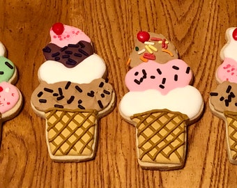 Ice Cream Cone Cookies, Picnic Cookies, Birthday Cookies