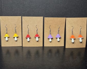 Boucles d'oreilles champignons colorés