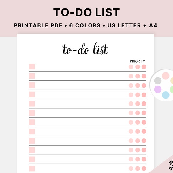 To Do List Printable Etsy