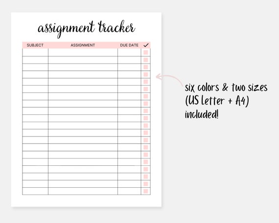 Student Assignment Homework Planner Printable - Taste of the Frontier