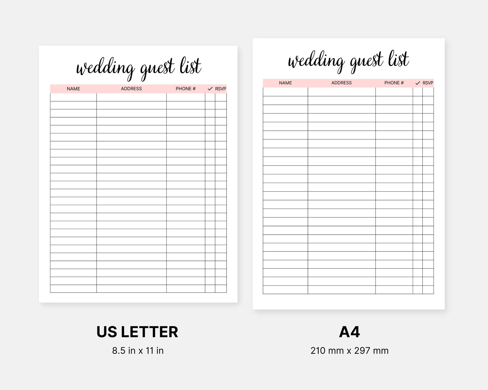 Free Printable Wedding Planner Guest List