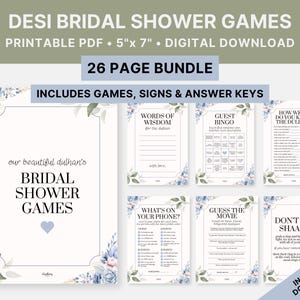 Printable Desi Bridal Shower Games Bundle, Pakistani/Indian/South Asian/Desi Wedding Games, Shaadi, Desi Party Games, Digital Download, PDF