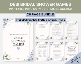 Printable Desi Bridal Shower Games Bundle, Pakistani/Indian/South Asian/Desi Wedding Games, Shaadi, Desi Party Games, Digital Download, PDF