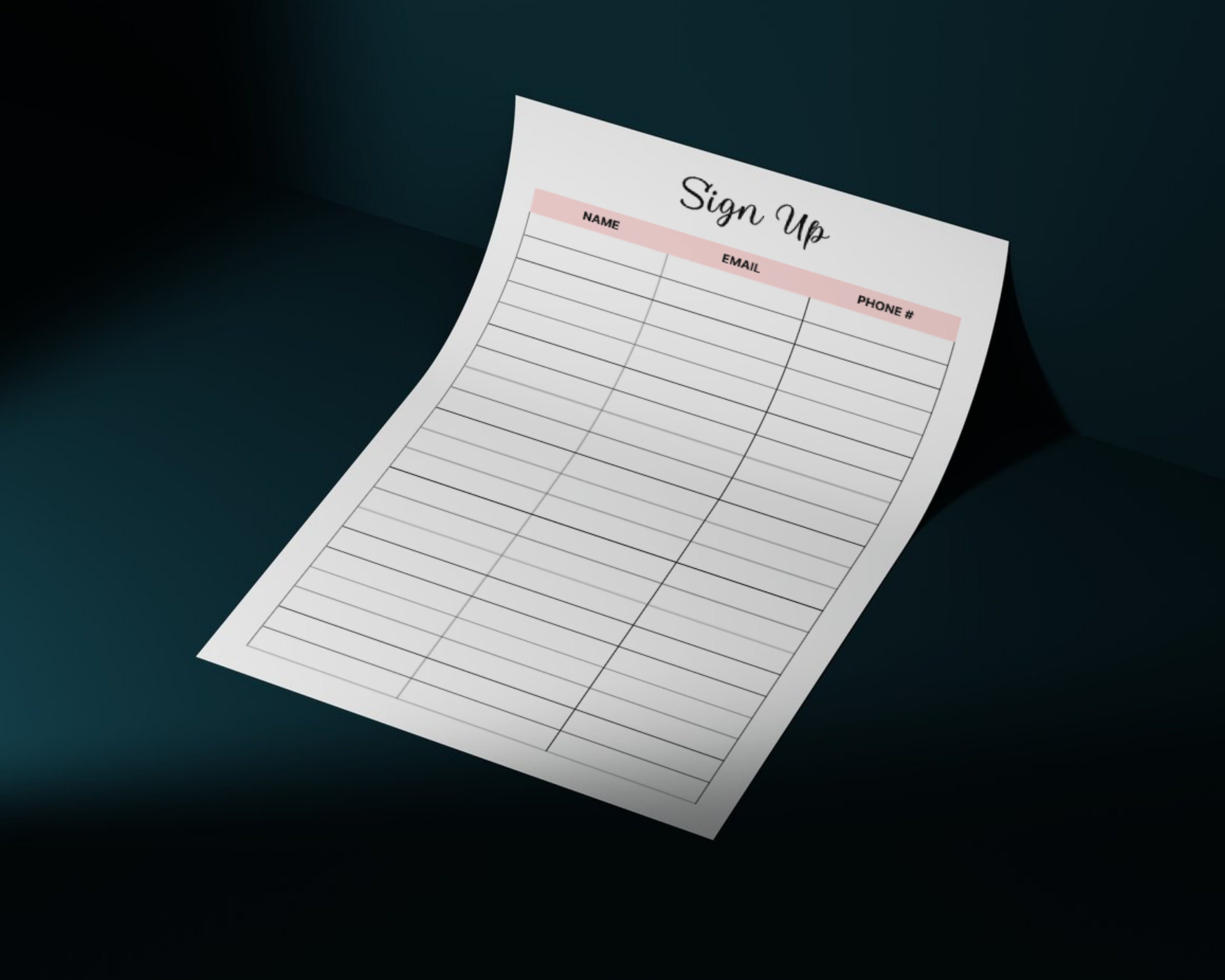 Paper Sign Ups Printable Sign up Sheet, Sign up Form, Event Sign in Template ...