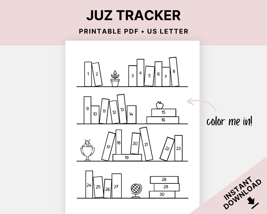 Printable Juz Tracker, Coloring Sheet, Quran Recitation, Surah ...