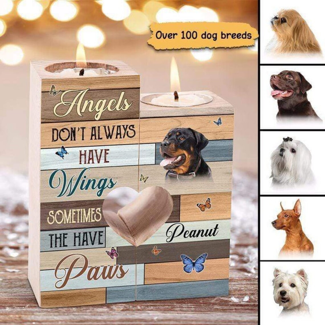 Angels Memorial Dogs Candle Holder With Heart valentine gift Etsy