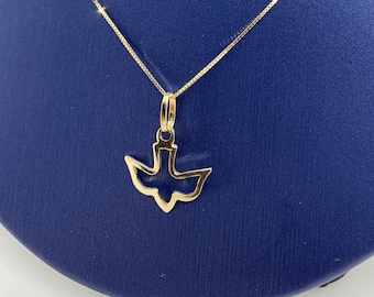 14k Gold Holy Spirit Dove Necklace: Dainty Charm, Box Chain