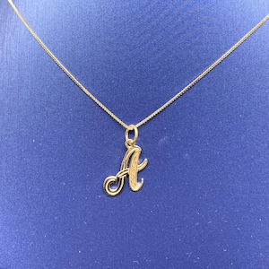 14K Solid Gold Pendant Initial Letter Charm A-Z Necklace With Or Without Chain , Graduation/Bridesmaids/Birthday/Wedding/Shower ,
