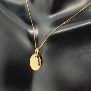 14k Solid Gold Oval Disc/Dog Tag pendant/charm Minimalist Necklace  14K Oval Tag with Custom Engraving Box chain 16&quot;-24&quot;