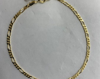 Gold Figaro Link Bracelet,  14K Solid Gold Figaro Link women's bracelet 2mm Solid Gold link bracelet 7"