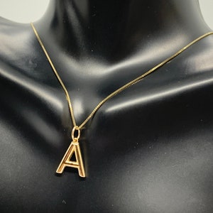 14K Solid Gold Puffed 3D Initial Letter Charm A-Z Necklace With Box Chain Or Without Chain ,Graduation/Bridesmaids/Birthday/Wedding/Shower ,