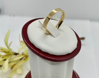 14k Gold Band ring 3mm plain flat band comfort fit Women's Men's sizes 5-13 Free Engraving/ Minimalist ring