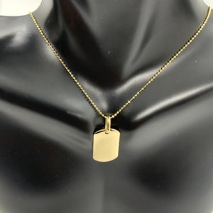 14k Solid Gold Disc/Dog Tag pendant/charm Minimalist Necklace  Beaded chain