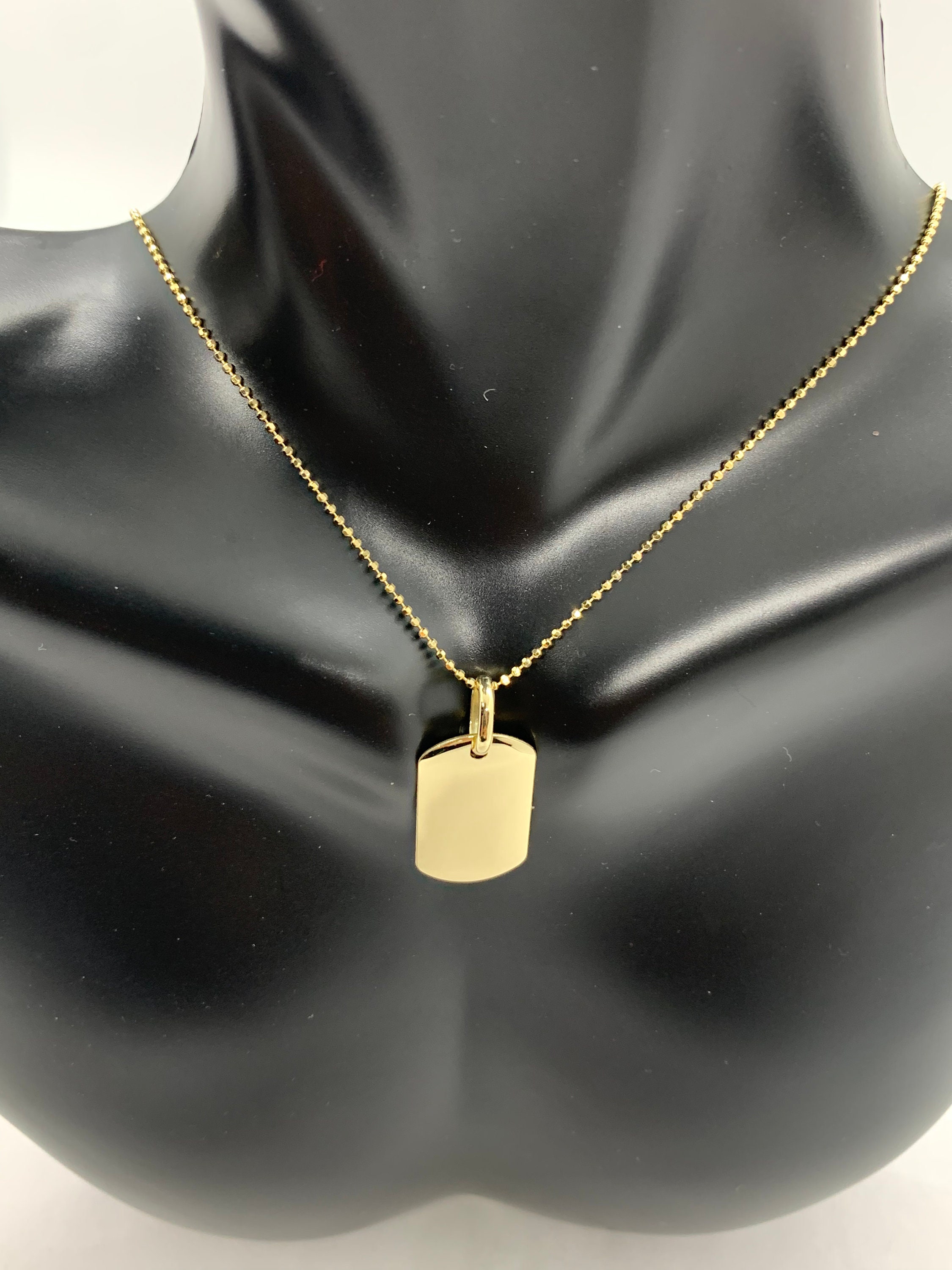 14k Gold Dog Tag Necklace