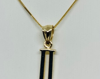 14K Solid Gold Roman Numeral II Pendant, Minimalist Charm Necklace