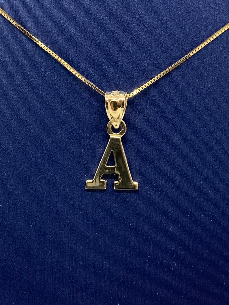 14K Solid Gold Pendant Initial Letter Charm AZ Necklace With Etsy