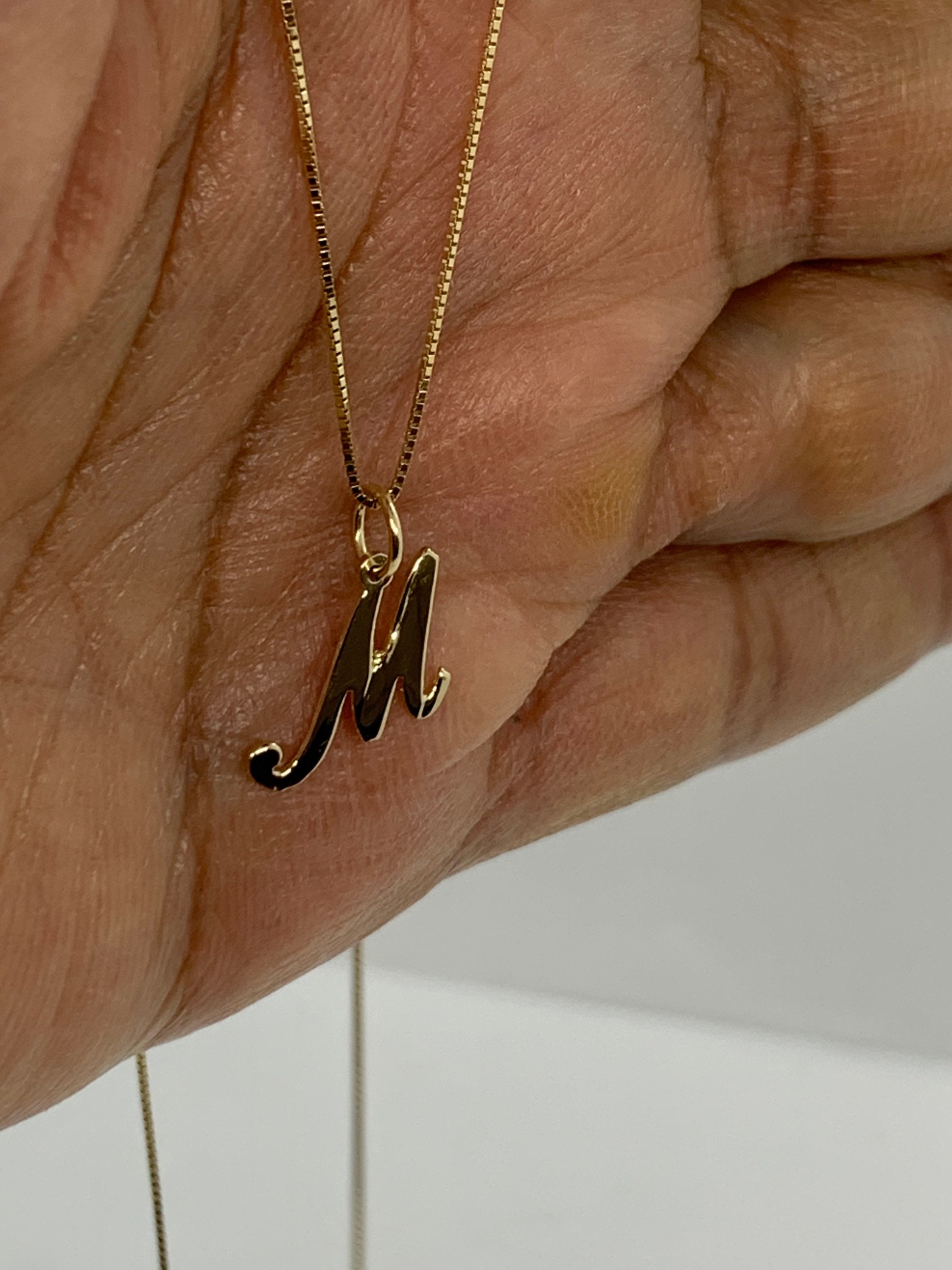 14k Rose Gold Initial Necklace - Etsy