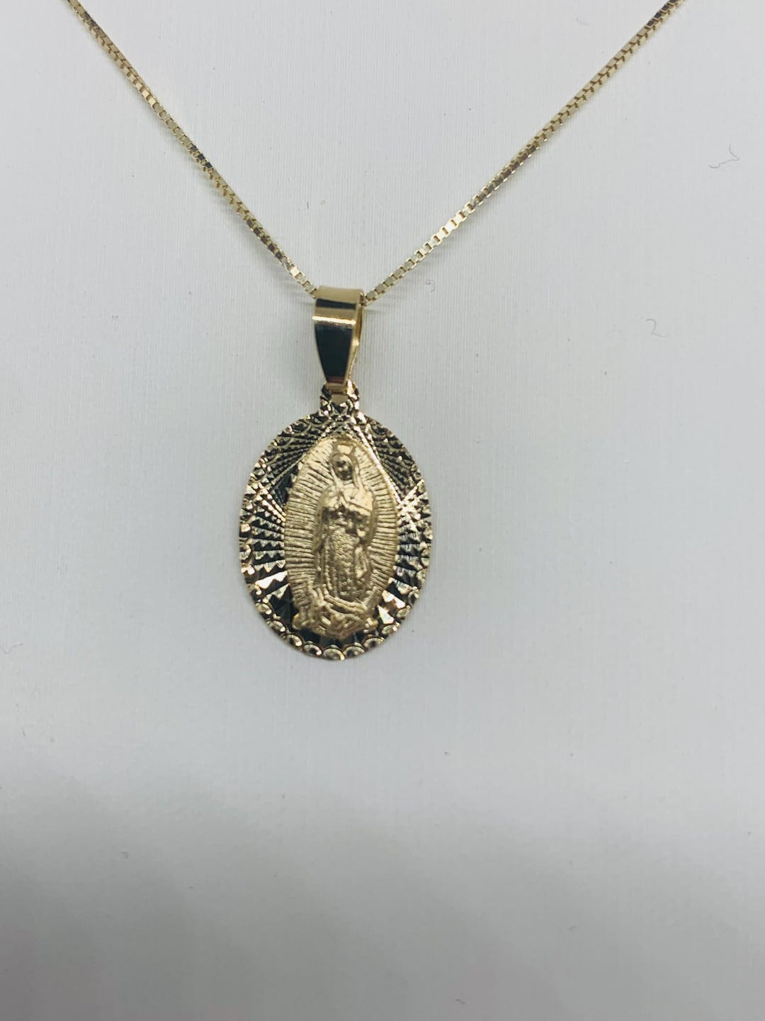 14K Solid Gold Our Lady of Guadalupe Pendant Necklace - Etsy