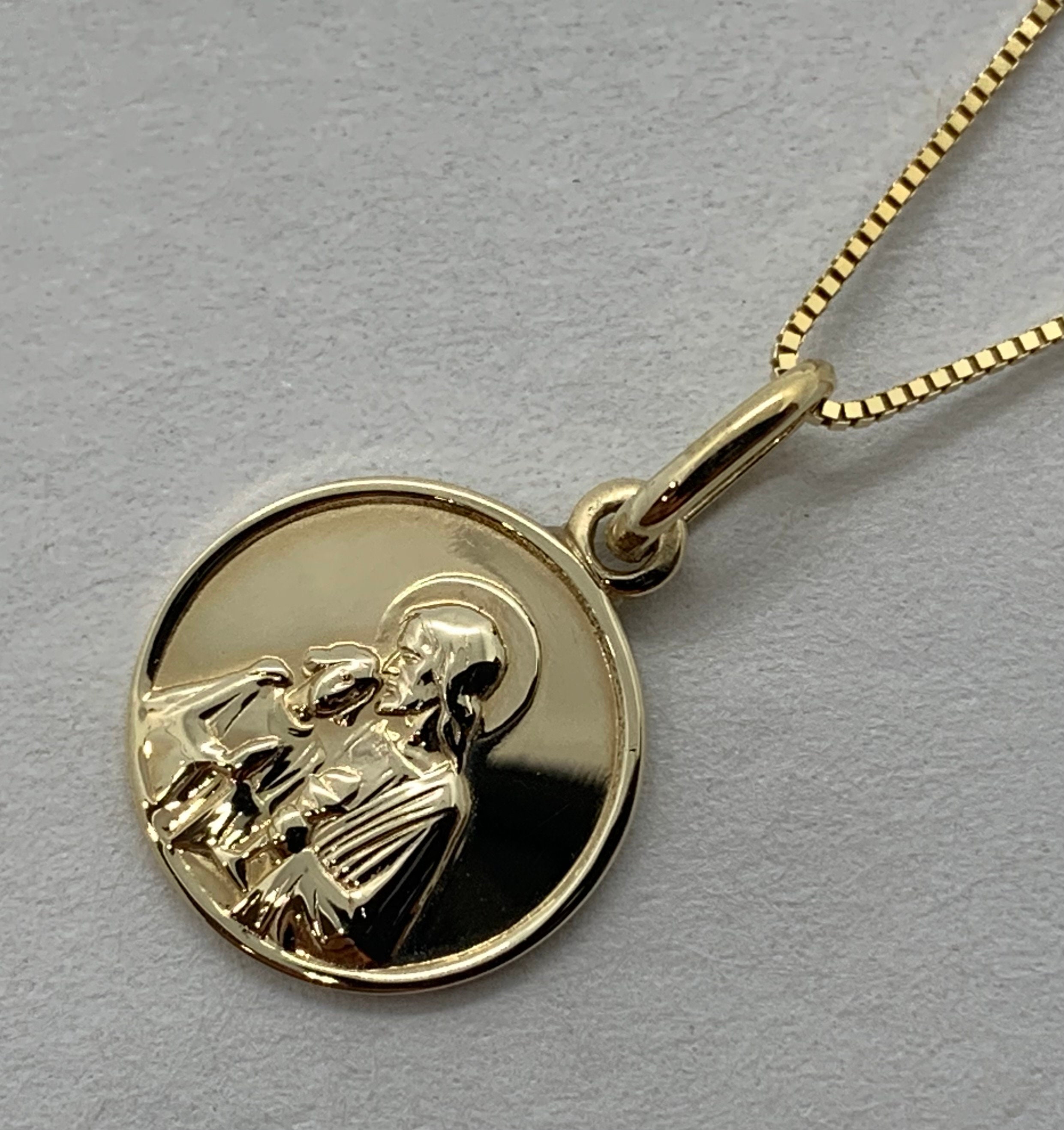 First Communion Chains 14k Solid Gold First Communion Pendant Necklace With Box Chain - Etsy