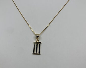 14K Solid Gold Roman Numeral III Pendant, Minimalist Charm