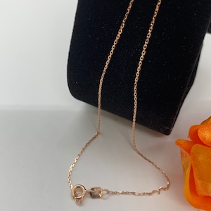 14k Solid Rose Gold Women&#39;s Minimalist Rolo Link Chain Necklace 16&quot; 18&quot; 20&quot;
