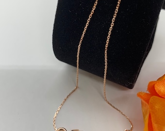 14k Solid Rose Gold Women's Minimalist Rolo Link Chain Necklace 16" 18" 20"