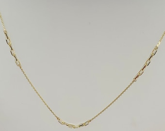 14k Solid Gold Paperclip Chain Necklace: Minimalist Style