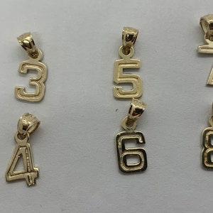 Custom Make 14K Solid Gold Sports  Number Pendant/Charm ,  Minimalist Pendant/charm, Gift for him/her, Make to order Number charm/pendant
