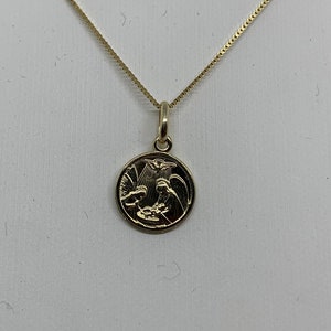 Baptism Pendant 10mm 14k Solid Gold Charm, 14k Yellow Gold Box Necklace, Gold Baptism Necklace with Box chain 16&quot;, 18&quot;, 20&quot;,22&#39; & 24&quot;
