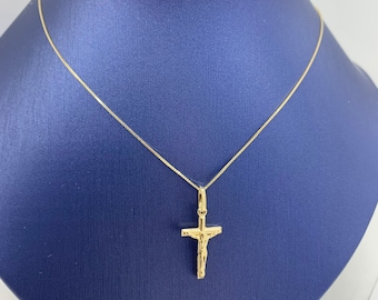 14k Solid Gold Crucifix Pendant Necklace: Minimalist Charm