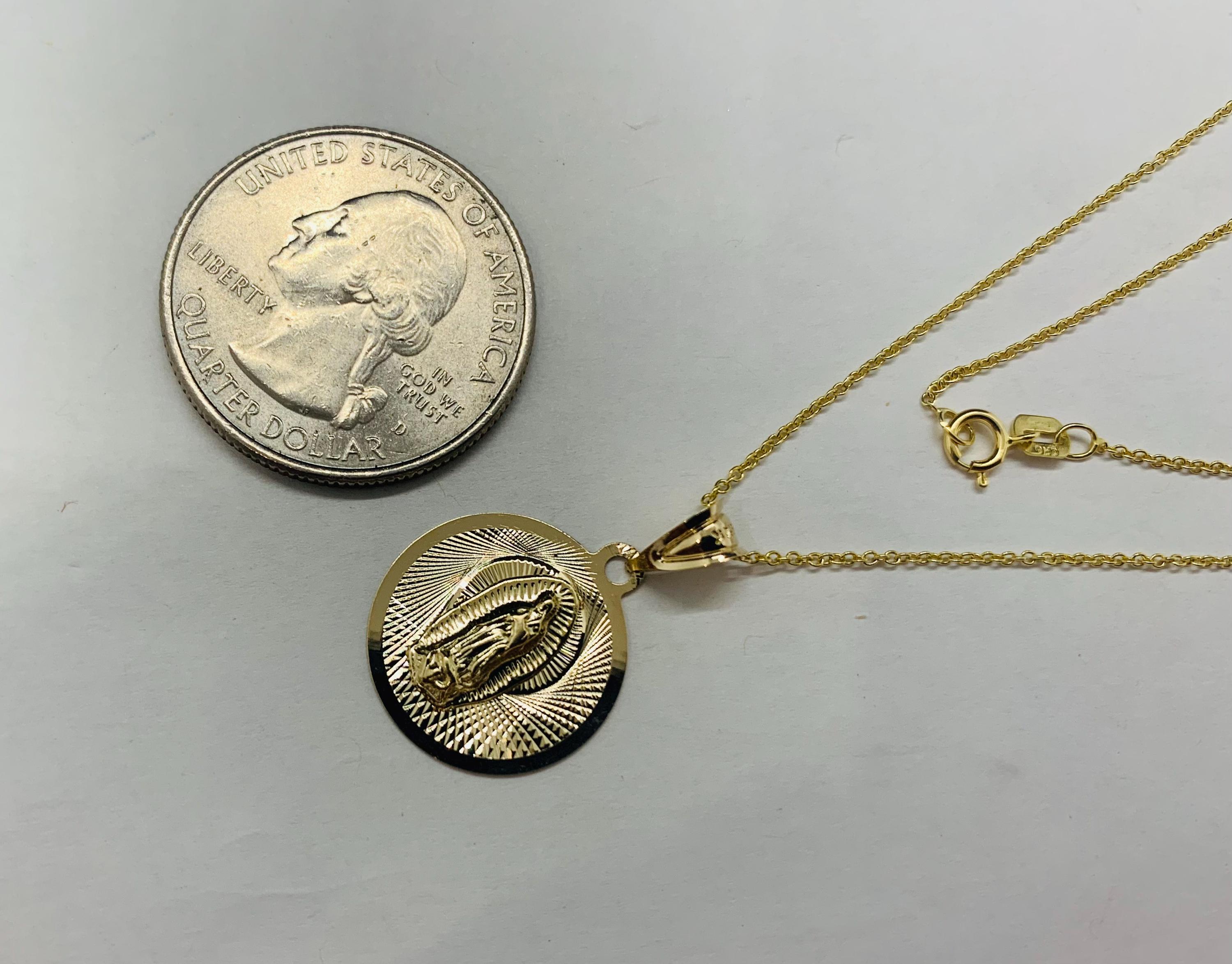 14K Solid Gold Virgin Mary Pendant Necklace: Religious Charm - Etsy