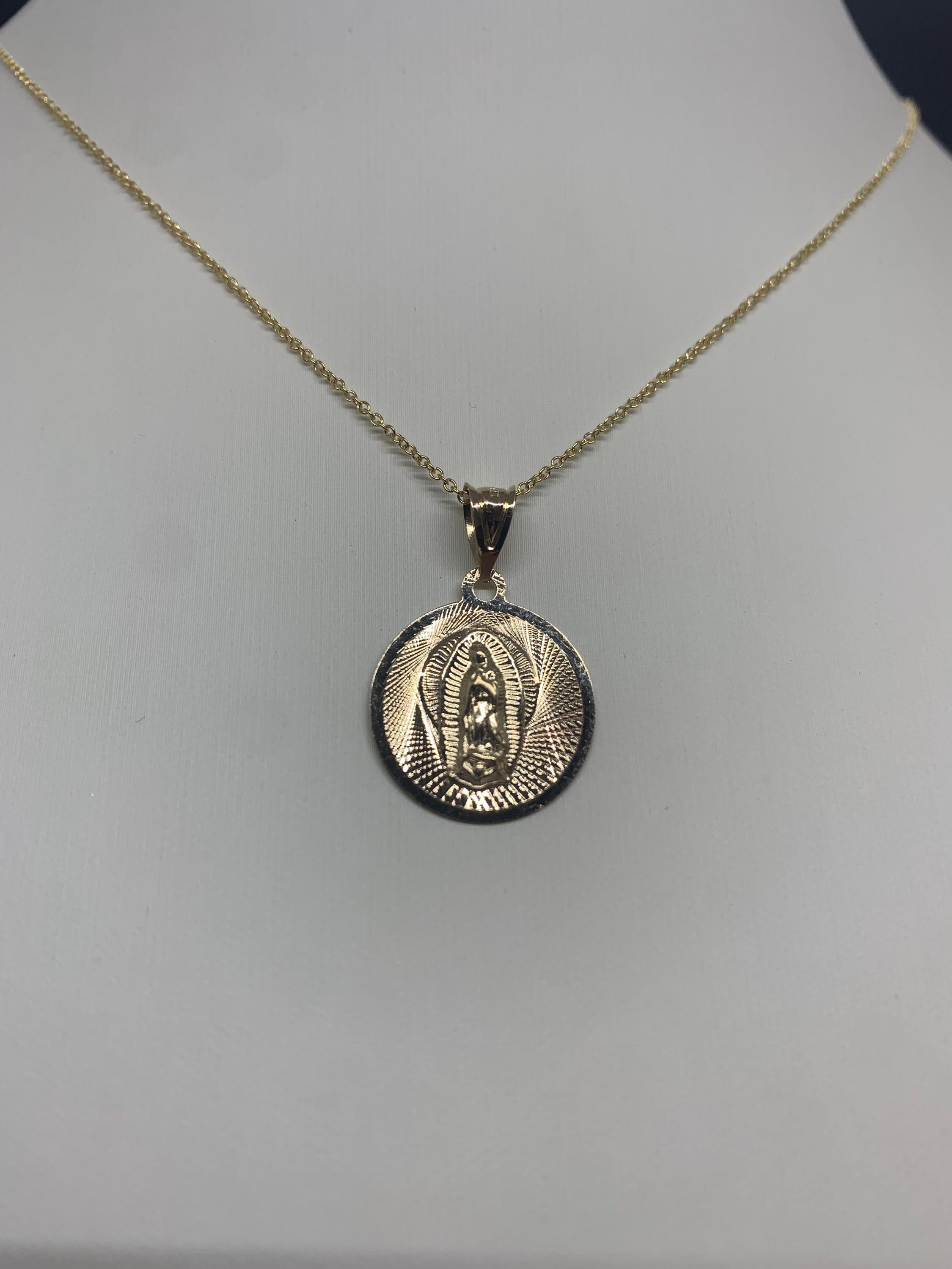 14K Solid Gold Virgin Mary Pendant Necklace: Religious Charm - Etsy