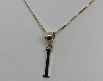Custom 14K Solid Gold Roman Numeral Pendant with Box Chain