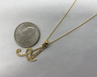Takar 14k Solid Gold Cursive Letter Pendant - Personalized Initial Necklace For Women, Handmade In USA, A-Z Available