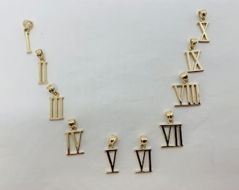 Custom 14K Solid Gold Roman Numeral Pendant, Minimalist Charm