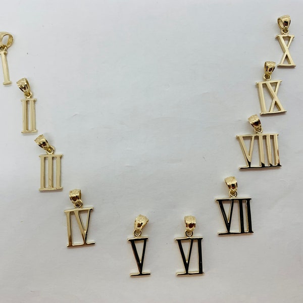 Custom Make 14K Solid Gold Roman Numerical Pendant/Charm ,  Minimalist Pendant/charm Graduation/Bridesmaid/Birthday/Wedding/Shower/Gift