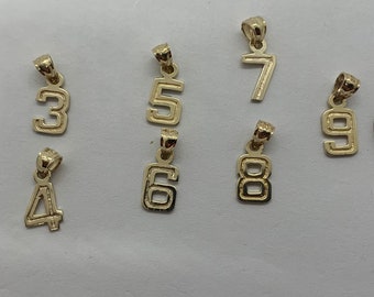 14K Solid Gold Number Pendant Necklace: Custom Sport Charm